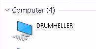 DRUMHELLER, a Linux Samba share, is visible in the Windows ‘Network’ locations interface.